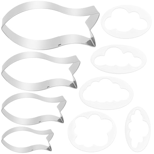 4 Stück Fisch Ausstecher,Keksausstecher, Ausstechform,Fisch Ausstecher Kommunion,Edelstahl Keksausstecher Und 5 Stück Wolken Ausstechformen, Für Backen DIY Kuchen von JRSHIRLEYLTD