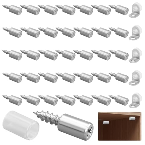 40 Stück Selbstschneidende Schraube RegalbodenträGer, Einlegeboden Halter,Regal Bodenhalter 7.6mm, Regalstifte Mit Transparenter Anti-Rutsch-Abdeckung mit 20 Stück Saugnapf Bodenträger,FüR SchräNke von JRSHIRLEYLTD
