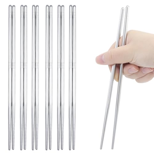 6 Paar Metall-Essstäbchen,Silberne Essstäbchen Edelstahl,Wiederverwendbare Essstäbchen Metall,Multifunktions-Dinner-Essstäbchen für Täglicher Gebrauch Lebensmittel 6 Paar Metall-Essstäbchen,Silberne Essstäbchen Edelstahl,Wiederverwendbare Essstäbchen Metall,Multifunktions-Dinner-Essstäbchen für Täglicher Gebrauch Lebensmittel von JRSHIRLEYLTD