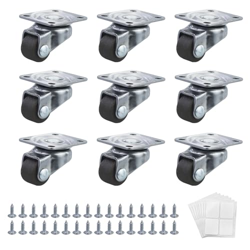 9 StüCk Lenkrollen Klein 12mm,360 Grad Lenkrollen Set,Lenkrollen Mit Kugellager,Mini Rollen FüR MöBel,Mit Schrauben Und Doppelseitiges Klebeband,FüR MöBel, KüChengeräTe von JRSHIRLEYLTD