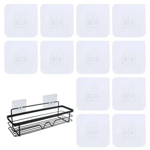 JRSHIRLEYLTD 12 Stück Dusch Caddy Klebe Ersatz Stark Klebende Aufkleber Haken für Eck Dusch Caddy Badezimmer Regal Korb Seifenschale Hängehaken Küchenzubehör Ohne Bohren von JRSHIRLEYLTD