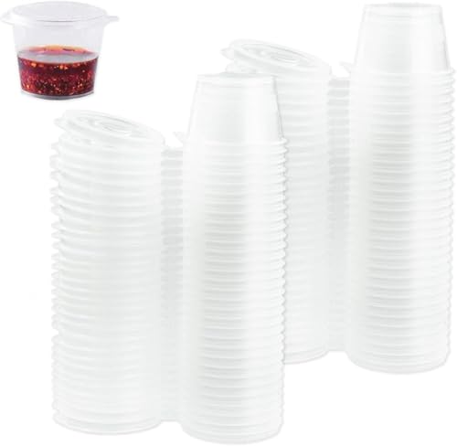 JRSHIRLEYLTD Kleine Kunststoff-Töpfe mit Deckel, wiederverwendbare kleine aufklappbare Soßentöpfe, 25 ml, runde Mini-Töpfe zum Mitnehmen, für Delikatessen, Portionskontrolle, Gelee-Shots JRSHIRLEYLTD Kleine Kunststoff-Töpfe mit Deckel, wiederverwendbare kleine aufklappbare Soßentöpfe, 25 ml, runde Mini-Töpfe zum Mitnehmen, für Delikatessen, Portionskontrolle, Gelee-Shots von JRSHIRLEYLTD