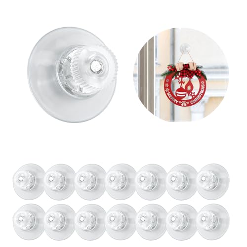 Saugnapf mit Gewinde und Rändelmutter, 14 Stück PVC Saugnäpfe Ø25mm, Transparente Saugknöpfe ohne Bohren, Saugknopf Haken Extra Stark für Fenster, Auto, Dekoration, Aufhängung von JRSHIRLEYLTD