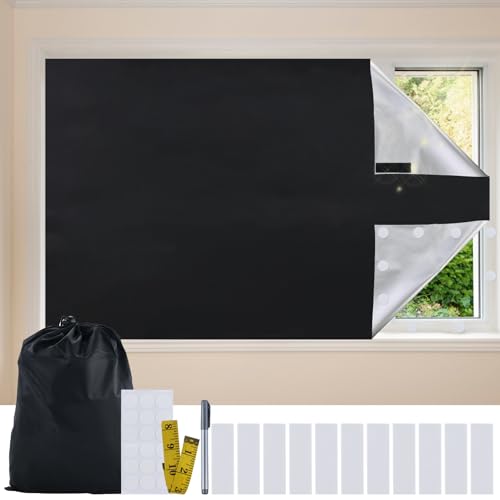 Verdunklungsstoff Sets，300x145cm verdunkelungsrollo ohne Bohren,Tragbare dachfenster verdunkelung Stoff,Fenster verdunkelung Sonnenschutzvorhänge mit Wärmedämmschicht von JRSHIRLEYLTD