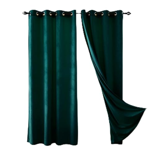 JRUI Blackout Vorhang, Gardine Blickdicht 1er Set 195x140cm (HXB), Samt Vorhang mit ösen, Schlafzimmer Gardinen, Thermo Vorhänge, Schallschutz Vorhang, Curtains Dunkelblau von JRUI