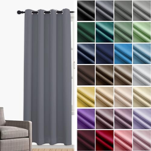 JRUI VerdunklungsvorhäNge 1er Set Thermovorhang mit öSen VorhäNge Wohnzimmer Scheibengardinen Blickdicht Akustikvorhang für Wohnzimmer Schlafzimmer 240 x 120cm (HXB) Dunkelgrau von JRUI