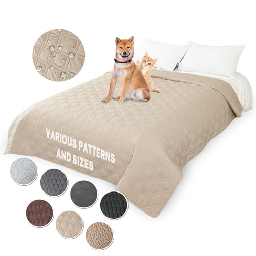 JRUI wasserdichte Hundedecke 157 x 208cm, Robuste Hundematte als Schutz fürs Sofa & Bett, Hundedecke Antirutsch, Hundedecke Groß in der Waschmaschine waschbar, Beige von JRUI