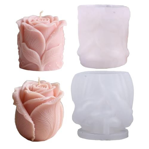 Silikonformen Gießformen 2 Stück 3D Kerzen Silikonform Kerzenform Weihnachten Seifenform formen zum Gießen Herstellung für Kerzen Weihnachtsdeko (Rose) von JRUKM