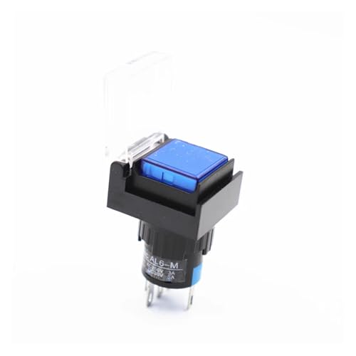 5pcs blue LA16 110v light push button switch 16mm with light with 16mm mounting hole protection cover momentary von JRXFXEKW
