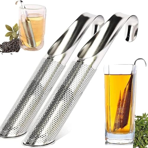 JRYGAC 2 Stück Teeei Edelstahl Teesieb für Losen Tee, Teesieb Feinmaschig Teestab Teeei, Teefilter für Losen Tee Wiederverwendbar, Feinmaschiges Teesieb mit Hakengriff Teesieb Edelstahl, Tee Sieb von JRYGAC