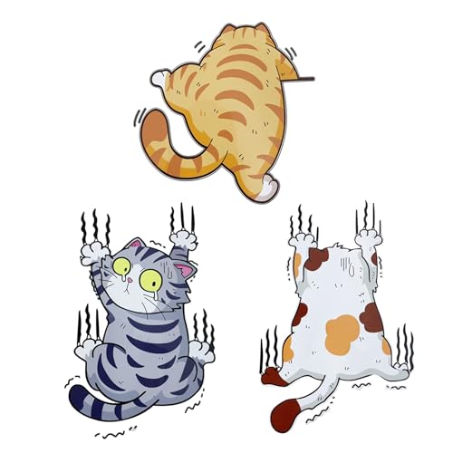 JRYGAC Cartoon Katze Auto Sticker, 3 Stück 3D Autoaufkleber Lustige Katze Lustiger Stoßfänger Aufkleber Tier Aufkleber, Scratch Car Stickers Graciosas Decoración Autoadhesivas Decoración para von JRYGAC