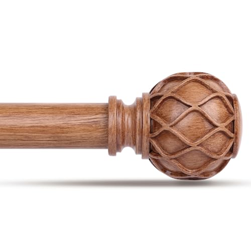 Gardinenstangen aus Holz, 2,5 cm, dekorativ, verstellbar, Bauernhaus-Boho-Gardinenstange für Fenster, 71,1 bis 122,9 cm, robuste, rustikale Gardinenstange mit Netzstruktur-Endstücken, braunes Holz Gardinenstangen aus Holz, 2,5 cm, dekorativ, verstellbar, Bauernhaus-Boho-Gardinenstange für Fenster, 71,1 bis 122,9 cm, robuste, rustikale Gardinenstange mit Netzstruktur-Endstücken, braunes Holz von JRZOO