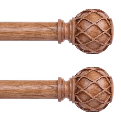 Gardinenstangen aus Holz, 2 Stück, 2,5 cm, dekorative, verstellbare Boho-Gardinenstange für Fenster, 122 bis 213 cm, robuste, rustikale Gardinenstange mit Netzstruktur-Endstücken, braunes Holz Gardinenstangen aus Holz, 2 Stück, 2,5 cm, dekorative, verstellbare Boho-Gardinenstange für Fenster, 122 bis 213 cm, robuste, rustikale Gardinenstange mit Netzstruktur-Endstücken, braunes Holz von JRZOO