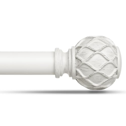 Weiße Gardinenstangen, 2,5 cm, dekorativ, verstellbar, Bauernhaus-Boho-Gardinenstange für Fenster, 71,1 bis 122,9 cm, robuste, rustikale Gardinenstange mit Netzstruktur-Endstücken, antikweiß, 76,2 Weiße Gardinenstangen, 2,5 cm, dekorativ, verstellbar, Bauernhaus-Boho-Gardinenstange für Fenster, 71,1 bis 122,9 cm, robuste, rustikale Gardinenstange mit Netzstruktur-Endstücken, antikweiß, 76,2 von JRZOO