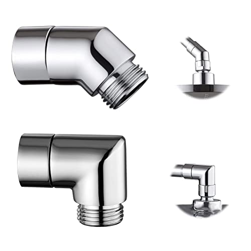 2 Stück Handbrause Adapter 90 Grad + 135 Grad, Duschschläuche Adapter Verlängerung, Winkelstück Duschkopf für Handbrausen, Winkelstück Für Handbrause Beweglich Duscharmanschluss Silber von JReHuiG