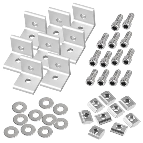 20 Stück Aluprofil Winkelverbinder Set, Befestigungsmaterial 30x30 nut 8, Mit Schraube, Stahlwinkel Aluminium Profil Winkelverbinder für Befestigung von Aluminiumprofilen (30×30) von JReHuiG
