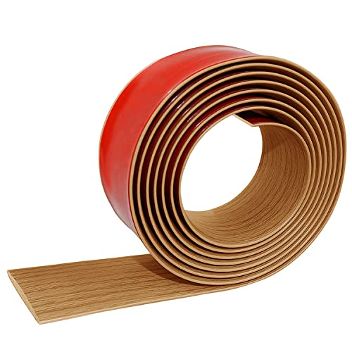 4M x 5 cm Übergangsprofil Selbstklebend Vinyl Übergangsschiene, Flach Übergangsleiste Selbstklebend, Wasserdicht Weichsockel Leiste Fensterleiste Tür Leisten Boden Selbstklebend von JReHuiG