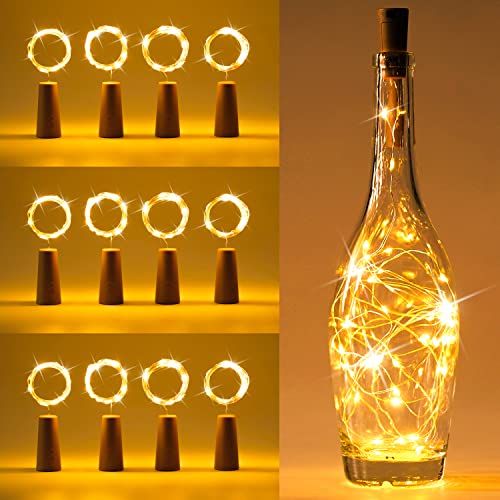 JRing 12 Stück Flaschen-Licht 20 LEDs 2M Flaschenlicht Lichterkette korken Stimmungslichter Weinflasche Nacht Licht für Flasche DIY, Party, Garten, Weihnachten, Halloween, Hochzeit Deko von JRing