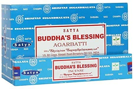 Buddha Blessings Satya Räucherstäbchen mit JRose Räucherstäbchenhalter, 15 g Box, 3 Stück von JRose Collections