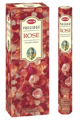 HEM Precious Gulab Räucherstäbchen - 6er Pack (je 20 Stäbchen) mit JRose Räuchergefäß, handgefertigter Rosenduft für Meditation Yoga Aromatherapie Made in India von JRose Collections