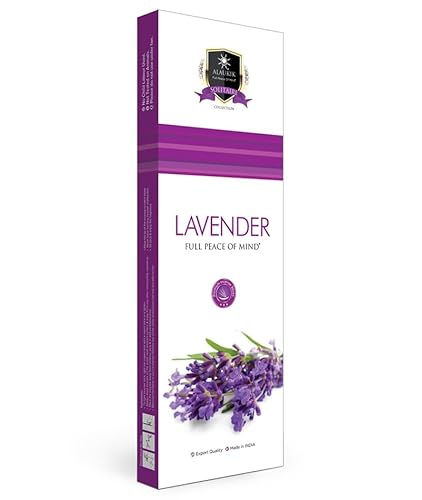 JRose Collections Alaukik Räucherstäbchen, handgerollt, 3 Packungen mit je 12 Stäbchen, 50 g, mit JRose Räucherstäbchenhalter (Lavendel) von JRose Collections