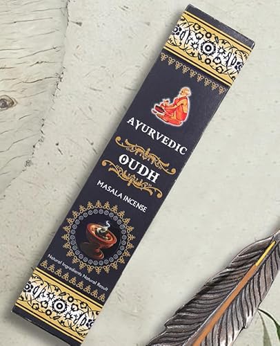 OUDH Ayurvedische Masala Räucherstäbchen 3er Set mit Räucherstäbchenhalter - Premium Natürlicher Duft für Meditation, Entspannung und Aromatherapie von JRose Collections