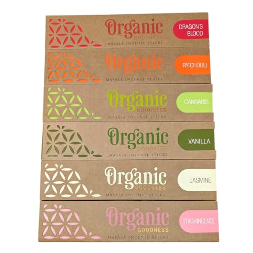 Organic Goodness Räucherstäbchen Geschenkset 6 Düfte mit JROSE Holzbrenner Jasmin Drachen Blut Patchouli Weihrauch Vanille Cannabis Natürliche Masala handgerollte Aromatherapie OG3 Organic Goodness Räucherstäbchen Geschenkset 6 Düfte mit JROSE Holzbrenner Jasmin Drachen Blut Patchouli Weihrauch Vanille Cannabis Natürliche Masala handgerollte Aromatherapie OG3 von JRose Collections