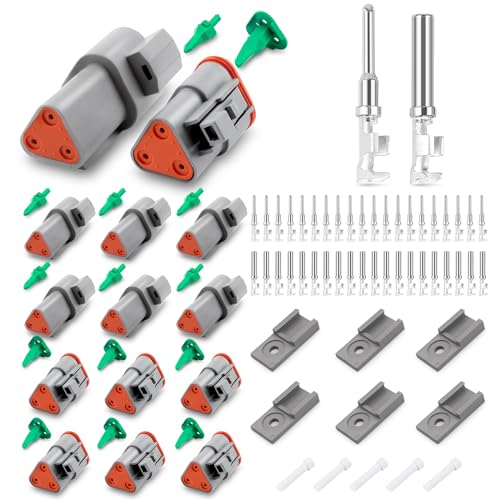 JRready DT Stecker 3 poling Deutsch Stecker 6 Sätze IP68 Wasserdichte Steckverbinder Grau mit Terminal kit Wire Gauge 14-18 AWG Deutsch Steckverbinder Sortiment für Motorrad Roller Auto LKW Boote von JRready