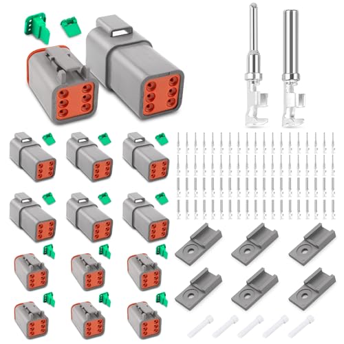 JRready Deutsch Stecker 6 Polig DT-Stecker-Set 6 Sätze IP68 Wasserdichter Elektrischer Steckverbinder mit Wire Gauge 14-18 AWG Deutsch Terminal kit für Auto, Motorräder, LKW, Boots von JRready