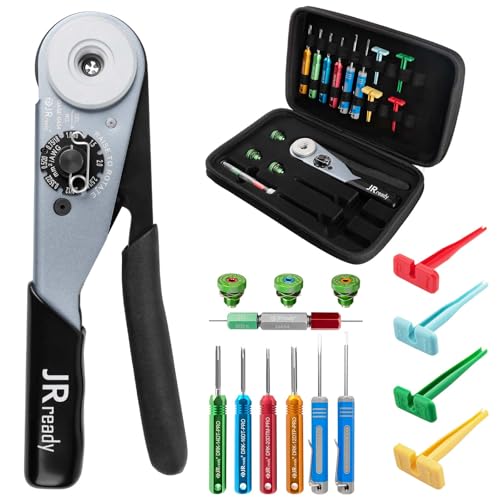 JRready ST2178 Deutsch Crimpzange mit drei Positionierern und Entfernungswerkzeugen für 12#, 16# und 20# Kontakte – ACT-HDT Crimpzange für Automobile, Lastwagen, Busse und Boote von JRready