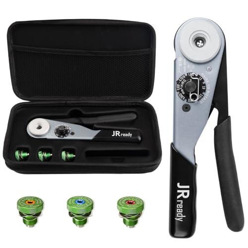 JRready ST2180 Deutsch Crimpzange, DT,DTM,DTP Steckverbinder Crimpzange mit drei Positionierern, 0.35-3mm² ACT-HDT Crimpwerkzeug für Auto von JRready