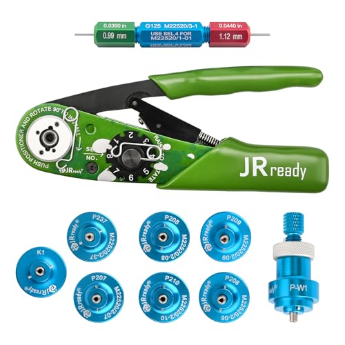 JRready ST2181 NEW-AS2G M22520/2-01 Eindrück-Crimper-Kit mit 8 Positionierern und G125 Messgerät für Massivkontakte von Miniatursteckern in elektronischen Systemen 20-32AWG von JRready