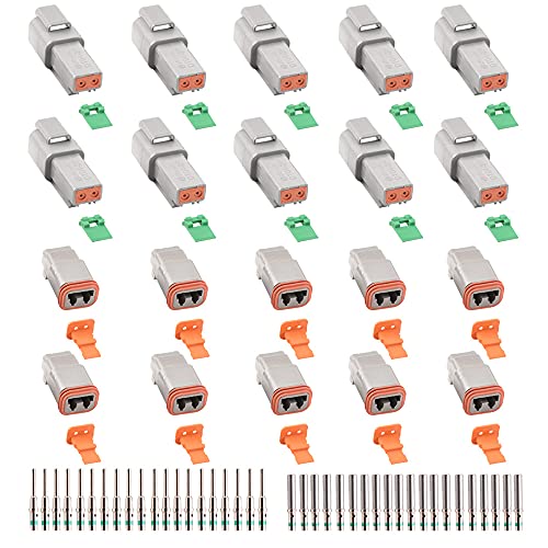 JRready ST6246 Deutsch 2 Pin Connector 10 Sets, DT04-2P DT06-2S Gray Waterproof Electrical Wire Connector with Solid Contacts 14-20AWG JRready ST6246 Deutsch 2 Pin Connector 10 Sets, DT04-2P DT06-2S Gray Waterproof Electrical Wire Connector with Solid Contacts 14-20AWG von JRready
