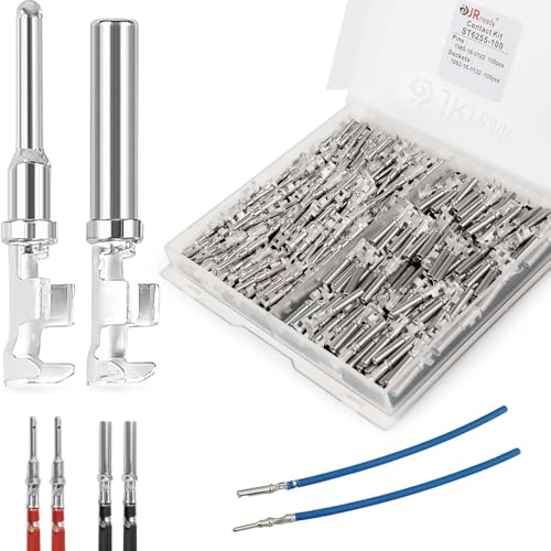 JRready ST6255-100 Deutsch Stift&Buchse Gestanzte Kontakte Kit 100 Paare Größe 16 Male Stifte Und Female Buchsen Drahtstärke 14-18AWG Für HD10 HDP20 HD30 DRC DT DRB DTV AEC STRIKE Und JIFFY SPLICE von JRready