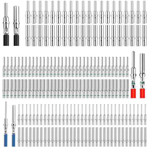 JRready ST6289 Deutsch Kontakt Kit Größe 12 16 20 Solid Pin Male Female Deutsch Terminal Pins Für Stecker DTP DT DTM HD10 HD30 HDP20 DRC DRB DTHD Jiffy Splice Serie Steckverbinder 180 Stück von JRready