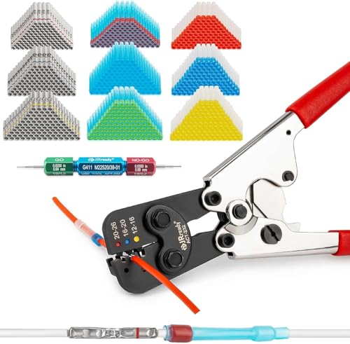 JRready ST6493-050 IP68 Wasserdichtes Stoßverbinder Set mit ACT-232 Crimpwerkzeug, 12# 16# 20# Butt Splice Verbinder & PVDF/PE Stossverbinder und G411 Go-No Go Messgerät von JRready