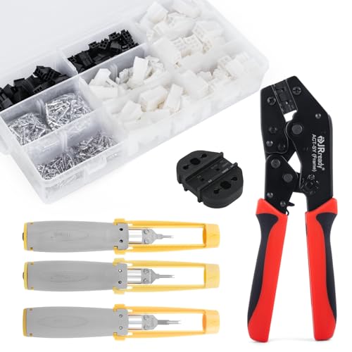 JRready ST6547 2 4 6-poliges Steckverbinder-Set mit Mini-Fit Jr. Crimpzange, austauschbare Micro-Fit-Stanzstiftentfernungswerkzeuge, männlich, weiblich, 20–24 AWG, 18–24 AWG von JRready