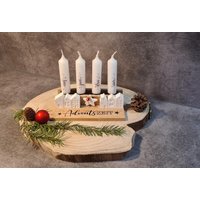 Adventskranz/Adventsleiste Minihäuschen Adventszeit Weihnachten Kerzenständer Kerzenhalter Holz Keraflott von JRsHerzenswerke