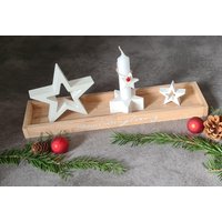 sternen-Tablett/Weihnachten Kerzenhalter Untersetzer Holz Keraflott von JRsHerzenswerke