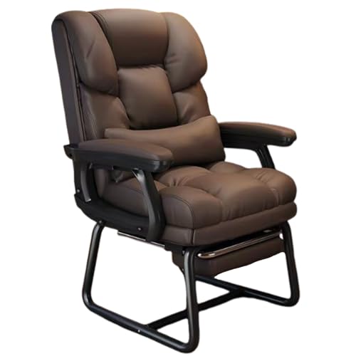 JS Ellie Bürostuhl aus dickem, weichem PU-Leder mit Lendenkissen aus Memory-Schaum und versteckter Fußstütze. Durch Drehen der Armlehne können Sie Sich hinlegen Brown von JS Ellie