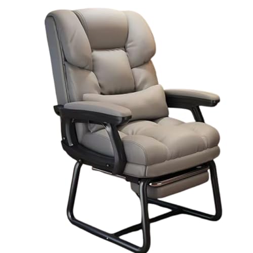 JS Ellie Bürostuhl aus dickem, weichem PU-Leder mit Lendenkissen aus Memory-Schaum und versteckter Fußstütze. Durch Drehen der Armlehne können Sie Sich hinlegen Gray von JS Ellie