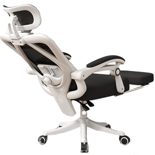 JS Ellie EIN Gaming-Stuhl mit Verstellbarer Rückenlehne und Latexschaumkissen, Kopfstütze, Armlehnen, Fußstütze und Lordosenstütze. Er eignet Sich zum Arbeiten, Lernen und Spielen Black von JS Ellie