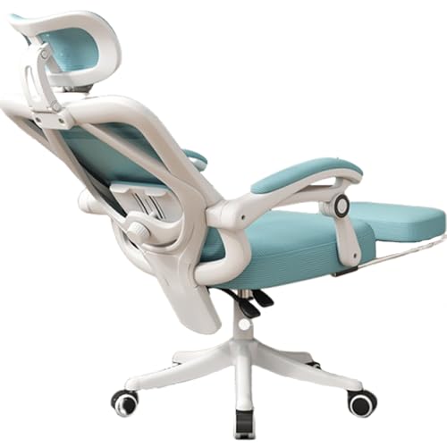 JS Ellie EIN Gaming-Stuhl mit Verstellbarer Rückenlehne und Latexschaumkissen, Kopfstütze, Armlehnen, Fußstütze und Lordosenstütze. Er eignet Sich zum Arbeiten, Lernen und Spielen Blue von JS Ellie