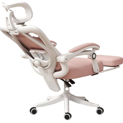 JS Ellie EIN Gaming-Stuhl mit Verstellbarer Rückenlehne und Latexschaumkissen, Kopfstütze, Armlehnen, Fußstütze und Lordosenstütze. Er eignet Sich zum Arbeiten, Lernen und Spielen Pink von JS Ellie