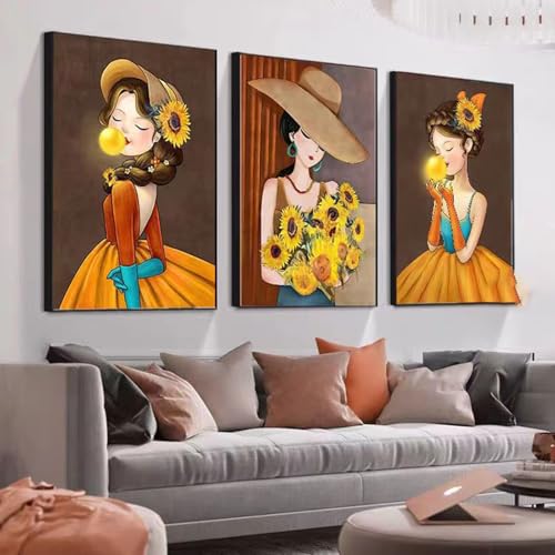 JS Ellie Modernes Wanddeko-Set mit gerahmtem Triptychon, stilvolle Retro-Dekormalerei, stanzfrei und einfach anzubringen, geeignet für Wohnzimmer, Schlafzimmer, Arbeitszimmer, Größen JS Ellie Modernes Wanddeko-Set mit gerahmtem Triptychon, stilvolle Retro-Dekormalerei, stanzfrei und einfach anzubringen, geeignet für Wohnzimmer, Schlafzimmer, Arbeitszimmer, Größen von JS Ellie