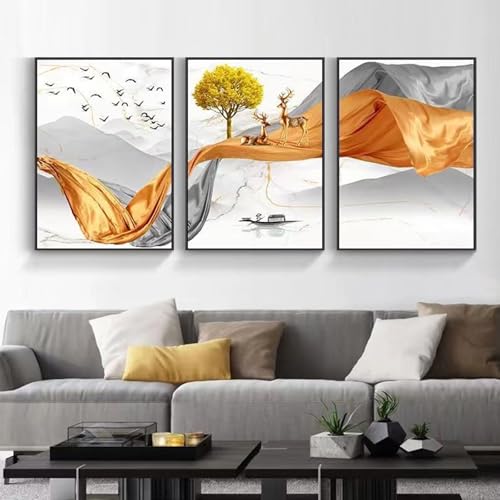 JS Ellie Modernes Wanddeko-Set mit gerahmtem Triptychon, stilvolle Retro-Dekormalerei, stanzfrei und einfach anzubringen, geeignet für Wohnzimmer, Schlafzimmer, Arbeitszimmer, Größen JS Ellie Modernes Wanddeko-Set mit gerahmtem Triptychon, stilvolle Retro-Dekormalerei, stanzfrei und einfach anzubringen, geeignet für Wohnzimmer, Schlafzimmer, Arbeitszimmer, Größen von JS Ellie