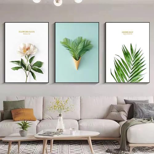 JS Ellie Modernes Wanddeko-Set mit gerahmtem Triptychon, stilvolle Retro-Dekormalerei, stanzfrei und einfach anzubringen, geeignet für Wohnzimmer, Schlafzimmer, Arbeitszimmer, Größen von JS Ellie