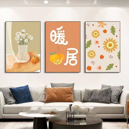 JS Ellie Modernes Wanddeko-Set mit gerahmtem Triptychon, stilvolle Retro-Dekormalerei, stanzfrei und einfach anzubringen, geeignet für Wohnzimmer, Schlafzimmer, Arbeitszimmer, Größen JS Ellie Modernes Wanddeko-Set mit gerahmtem Triptychon, stilvolle Retro-Dekormalerei, stanzfrei und einfach anzubringen, geeignet für Wohnzimmer, Schlafzimmer, Arbeitszimmer, Größen von JS Ellie