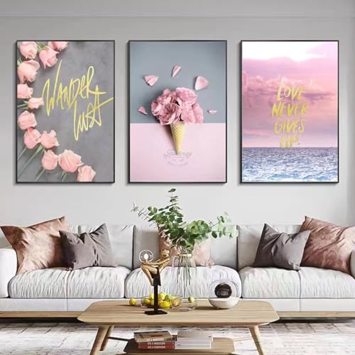 JS Ellie Modernes Wanddeko-Set mit gerahmtem Triptychon, stilvolle Retro-Dekormalerei, stanzfrei und einfach anzubringen, geeignet für Wohnzimmer, Schlafzimmer, Arbeitszimmer, Größen JS Ellie Modernes Wanddeko-Set mit gerahmtem Triptychon, stilvolle Retro-Dekormalerei, stanzfrei und einfach anzubringen, geeignet für Wohnzimmer, Schlafzimmer, Arbeitszimmer, Größen von JS Ellie