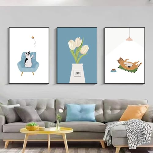 JS Ellie Modernes Wanddeko-Set mit gerahmtem Triptychon, stilvolle Retro-Dekormalerei, stanzfrei und einfach anzubringen, geeignet für Wohnzimmer, Schlafzimmer, Arbeitszimmer, Größen JS Ellie Modernes Wanddeko-Set mit gerahmtem Triptychon, stilvolle Retro-Dekormalerei, stanzfrei und einfach anzubringen, geeignet für Wohnzimmer, Schlafzimmer, Arbeitszimmer, Größen von JS Ellie
